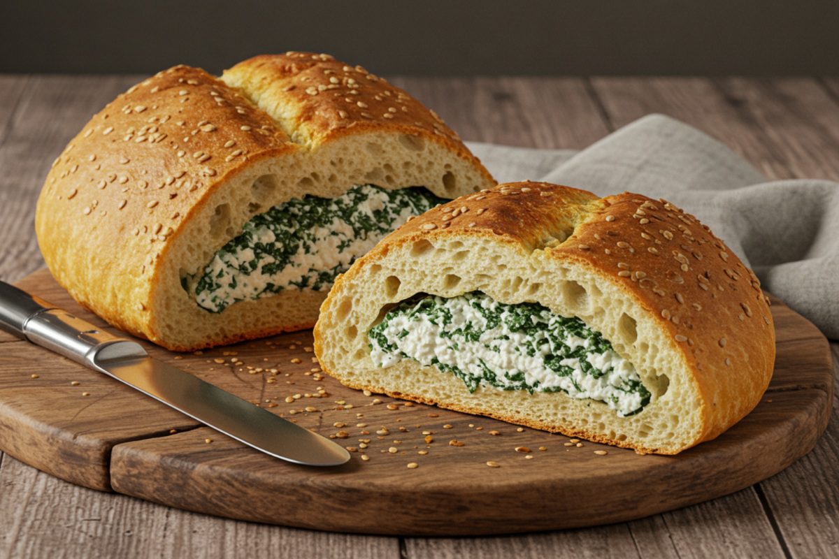 Pão Recheado com Ricota e Espinafre