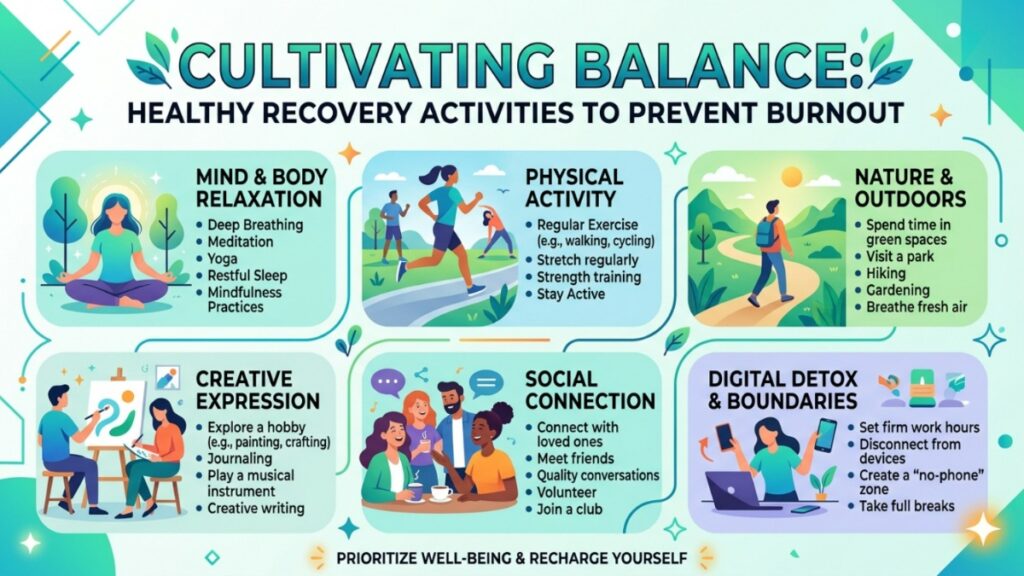 Healthy recovery activities that support work-life balance and prevent burnout