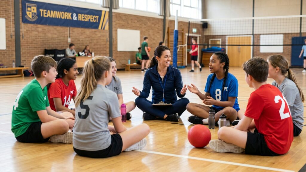 PE team sports debrief social emotional learning integration