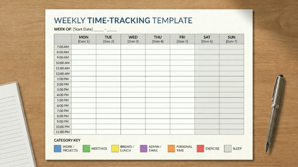 weekly time audit template student productivity tracking
